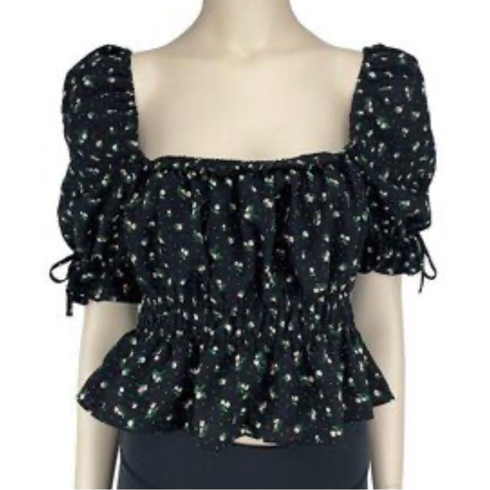 Tilly's Dark Floral Ruffle Blouse